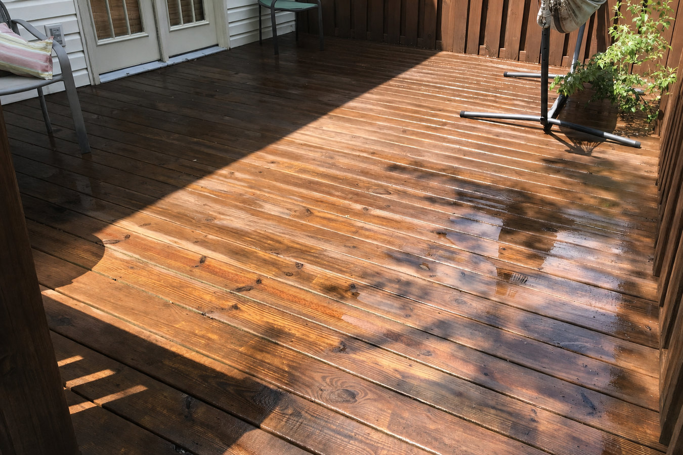 Deck staining and sealing